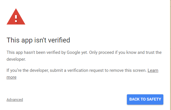 La aplicación de Google no está verificada