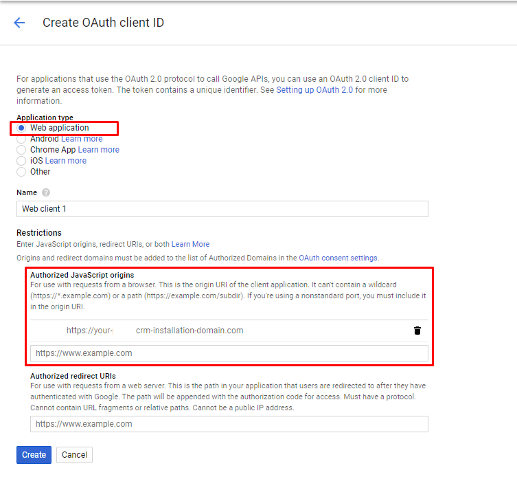 Google Developers Console Crear ID de cliente de oAuth